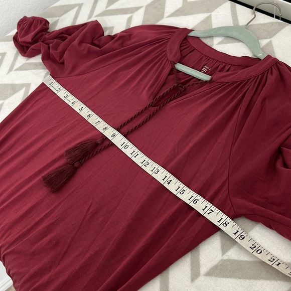 Garnet Hill Poet Pocket Dress‎ size XS Burgundy Wine color - Picture 9 of 11
